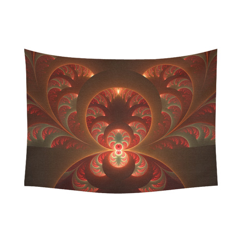 Magical Luminous Red Orange Fractal Art Cotton Linen Wall Tapestry 80"x 60"