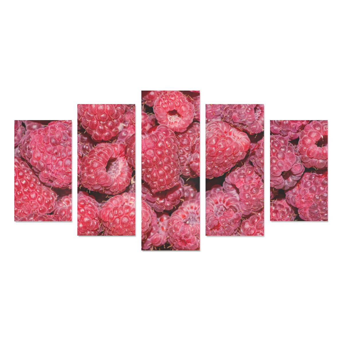 Red Fresh Raspberry Yummy Summer Berries Canvas Print Sets A (No Frame)