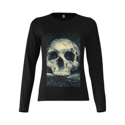 Man Skull In A Savage Temple Halloween Horror Sunny Women's T-shirt (long-sleeve) (Model T07)