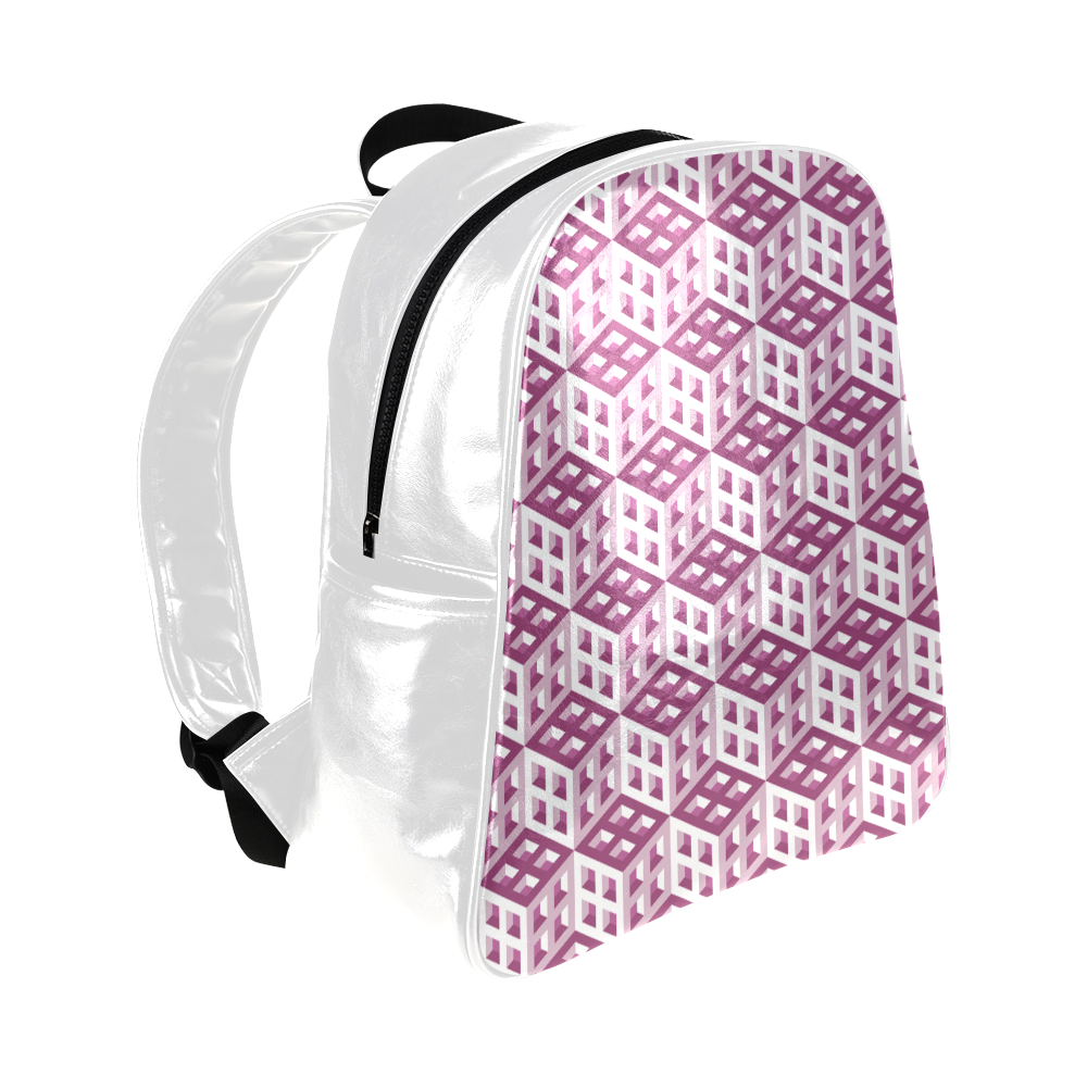 3D Pattern Lilac Pink White Fractal Art 2 Multi-Pockets Backpack (Model 1636)