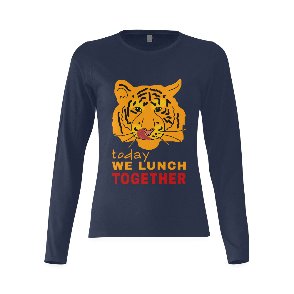 Funny Wild Tiger Today We Lunch Together Romantic Sunny Women's T-shirt (long-sleeve) (Model T07)
