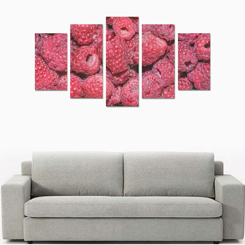 Red Fresh Raspberry Yummy Summer Berries Canvas Print Sets A (No Frame)