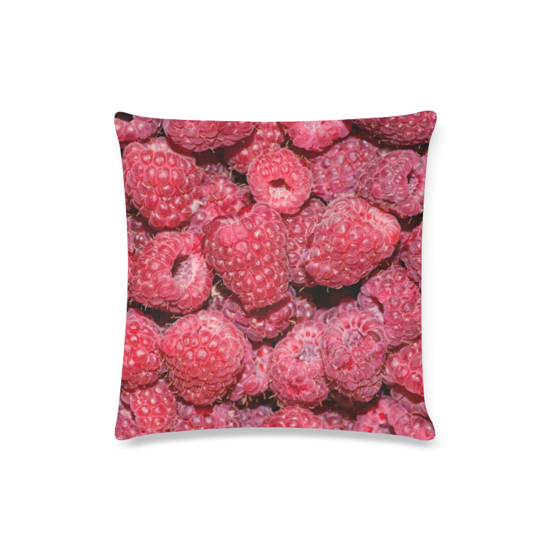 Red Fresh Raspberry Yummy Summer Berries Custom Zippered Pillow Case 16"x16"(Twin Sides)