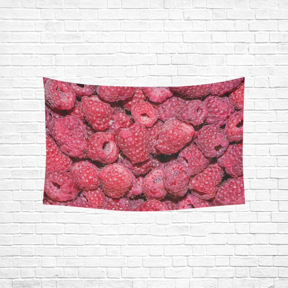 Red Fresh Raspberry Summer Fruits Cotton Linen Wall Tapestry 60"x 40"