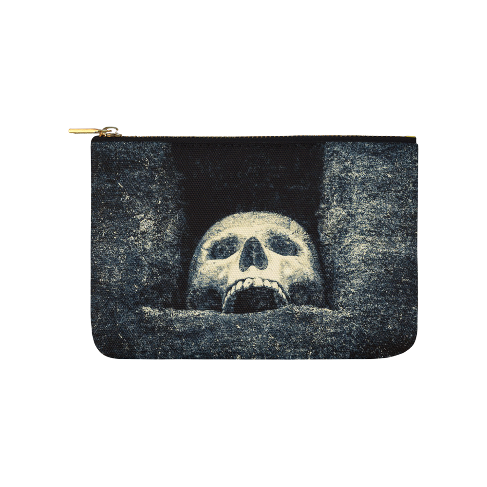 White Human Skull In A Pagan Shrine Halloween Cool Carry-All Pouch 9.5''x6''