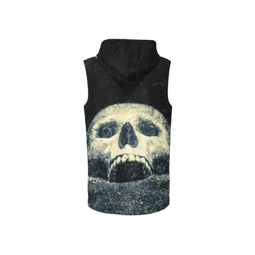 White Human Skull In A Pagan Shrine Halloween Cool All Over Print Sleeveless Zip Up Hoodie for Women (Model H16)