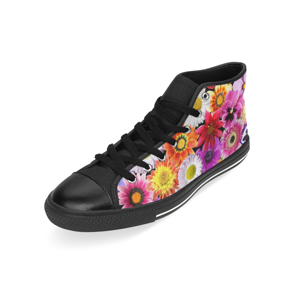A Bunch Of Flowers High Top Canvas Shoes for Kid (Model 017)