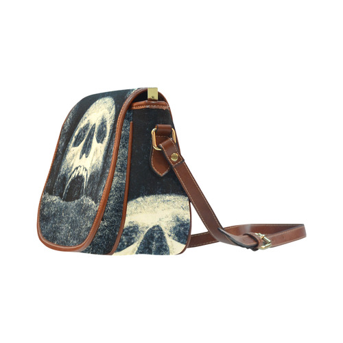 White Human Skull In A Pagan Shrine Halloween Cool Saddle Bag/Large (Model 1649)