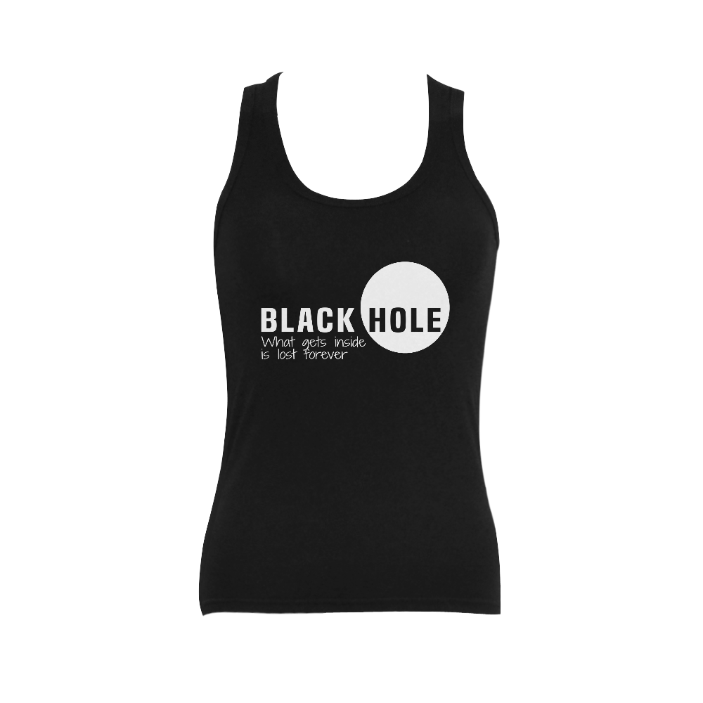 Black Hole What Gets Inside Is Lost Forever White Women's Shoulder-Free Tank Top (Model T35)