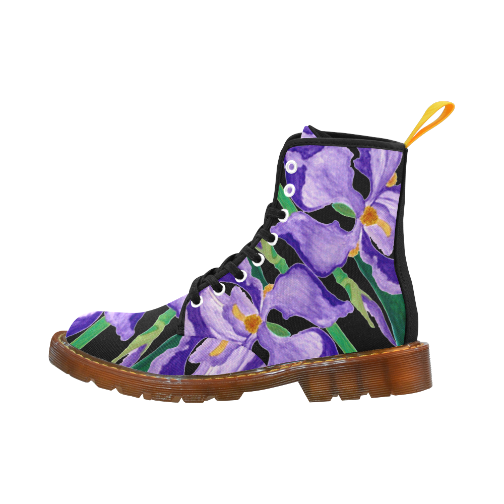 Diagonal Purple Iris Women's Black Martin Boots Martin Boots For Women Model 1203H