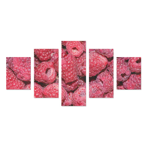 Red Fresh Raspberry Yummy Summer Berries Canvas Print Sets B (No Frame)