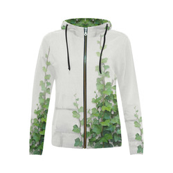 Watercolor Vines, climbing plant watercolor All Over Print Full Zip Hoodie for Women (Model H14)