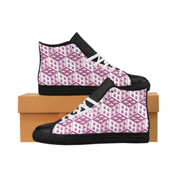 3D Pattern Lilac Pink White Fractal Art 2 Aquila High Top Microfiber Leather Women's Shoes (Model 032)