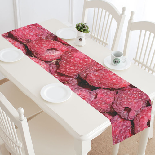 Red Fresh Raspberry Yummy Summer Fruits Table Runner 16x72 inch