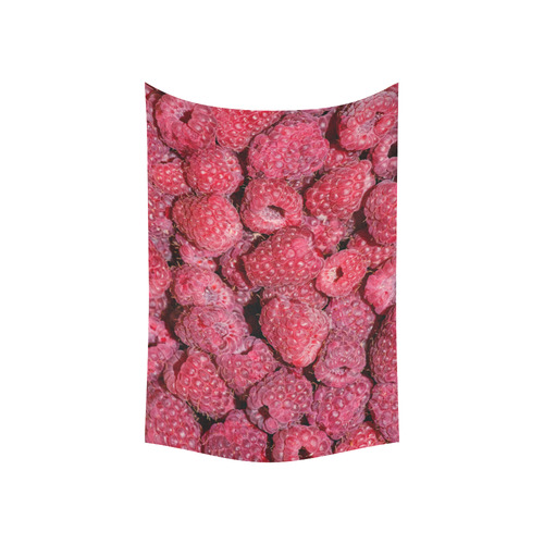 Red Fresh Raspberry Summer Fruits Cotton Linen Wall Tapestry 60"x 40"