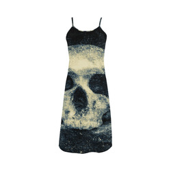 Man Skull In A Savage Temple Halloween Horror Alcestis Slip Dress (Model D05)