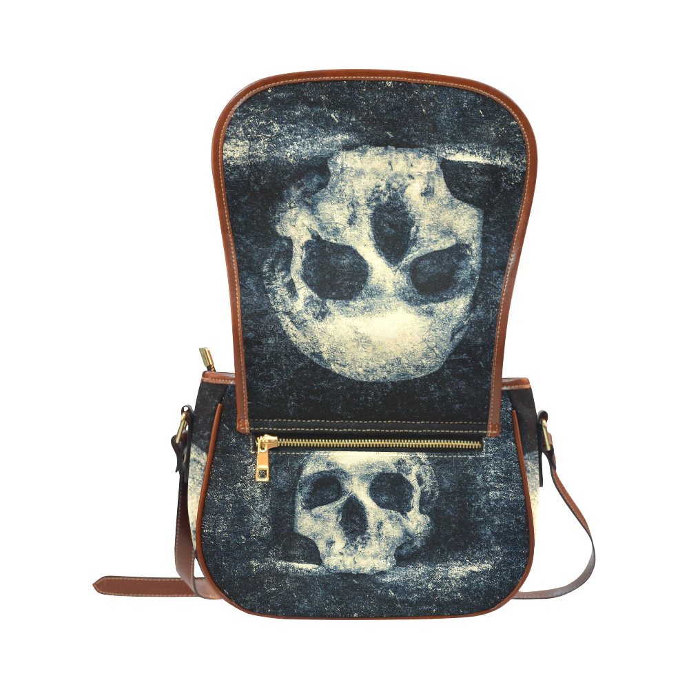 Man Skull In A Savage Temple Halloween Horror Saddle Bag/Large (Model 1649)