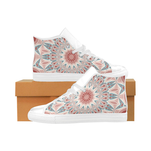 Modern Kaleidoscope Mandala Fractal Art Graphic Aquila High Top Microfiber Leather Women's Shoes (Model 032)