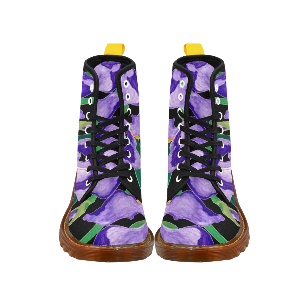 Diagonal Purple Iris Women's Black Martin Boots Martin Boots For Women Model 1203H