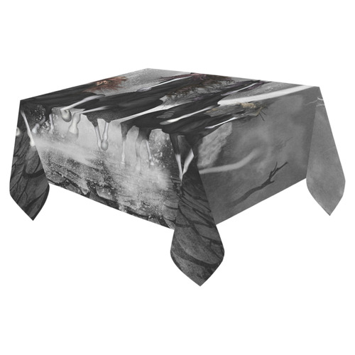 Awesome running black horses Cotton Linen Tablecloth 52"x 70"