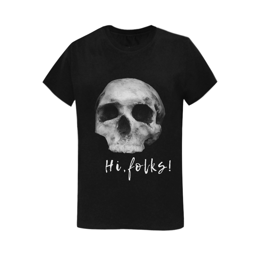 Skull says Hi, Folks! Women's T-Shirt in USA Size (Two Sides Printing)