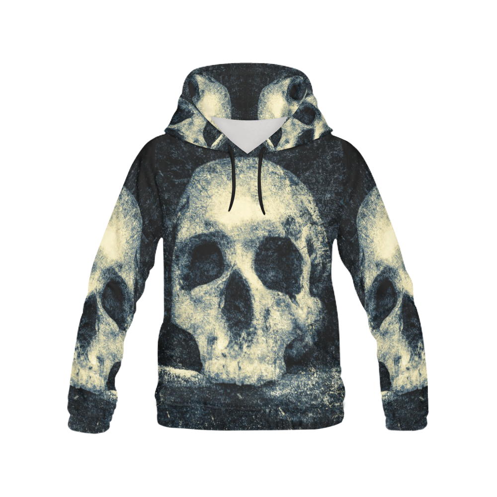 Man Skull In A Savage Temple Halloween Horror All Over Print Hoodie for Women (USA Size) (Model H13)