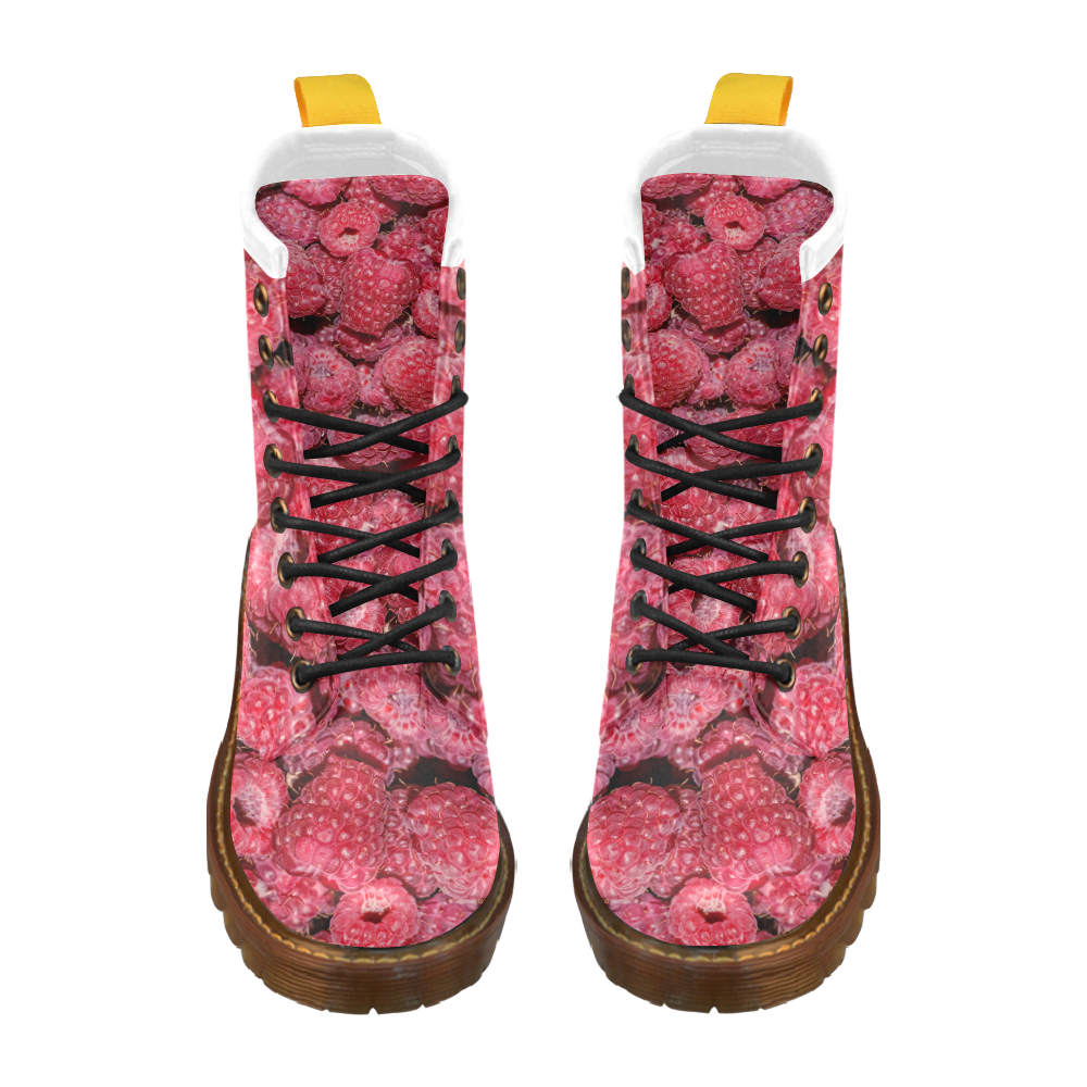 Red Fresh Raspberry Yummy Summer Berries High Grade PU Leather Martin Boots For Women Model 402H