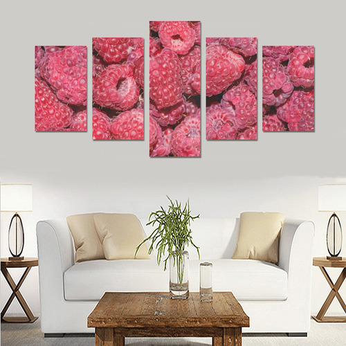 Red Fresh Raspberry Yummy Summer Berries Canvas Print Sets C (No Frame)