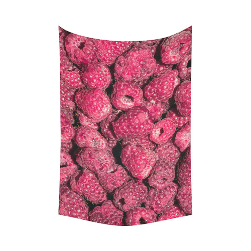 Red Fresh Raspberry Summer Fruits In A Pile Cotton Linen Wall Tapestry 90"x 60"