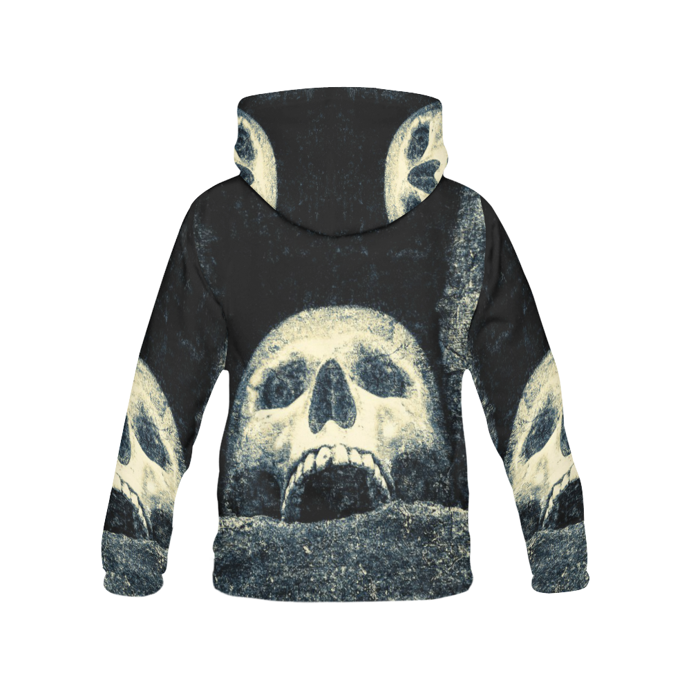 White Human Skull In A Pagan Shrine Halloween Cool All Over Print Hoodie for Men (USA Size) (Model H13)