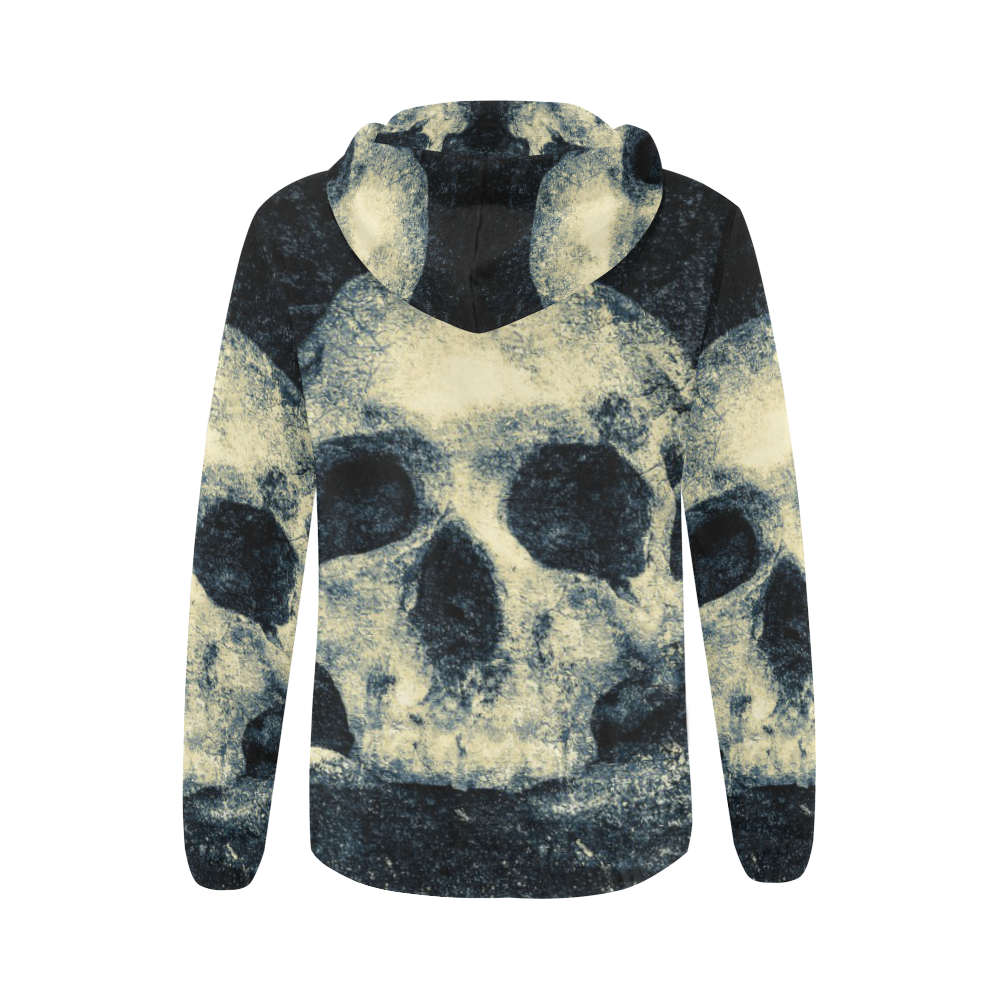 Man Skull In A Savage Temple Halloween Horror All Over Print Full Zip Hoodie for Women (Model H14)