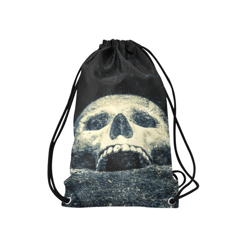 White Human Skull In A Pagan Shrine Halloween Cool Small Drawstring Bag Model 1604 (Twin Sides) 11"(W) * 17.7"(H)