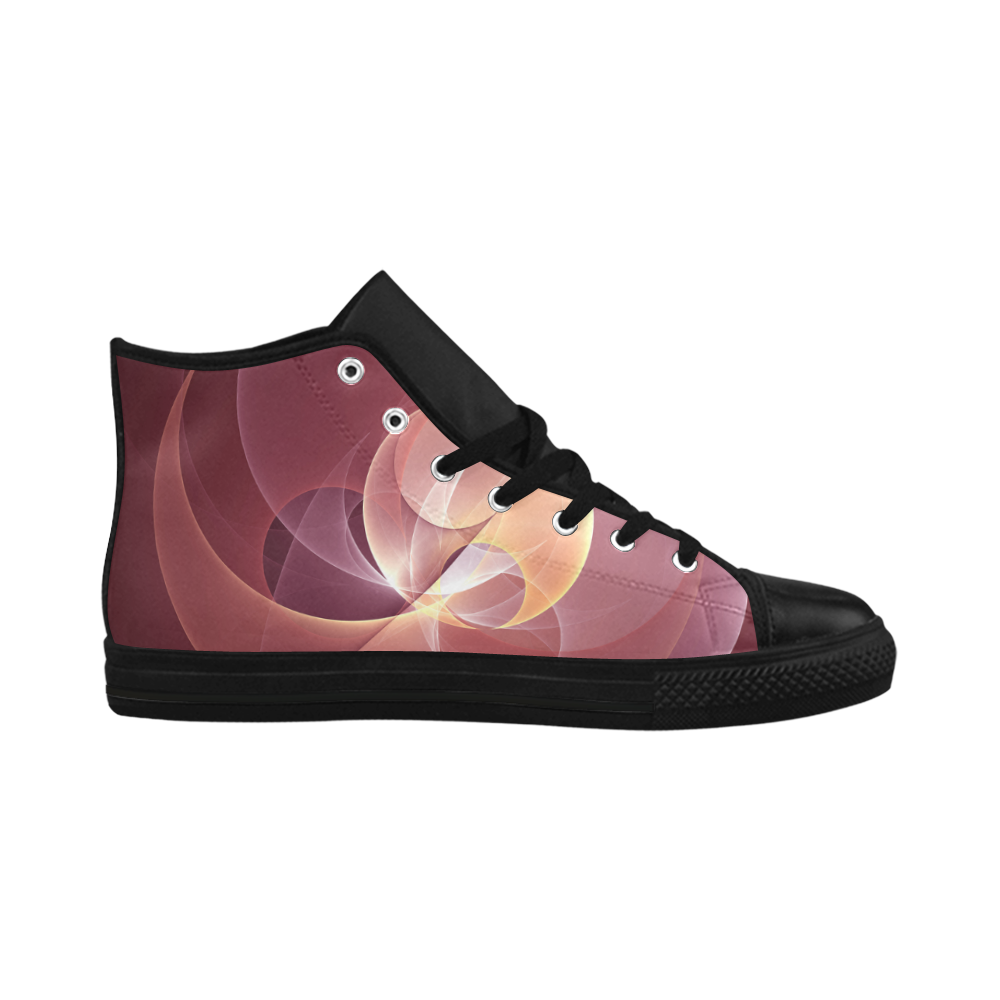 Movement Abstract Modern Wine Red Pink Fractal Art Aquila High Top Microfiber Leather Women's Shoes (Model 032)