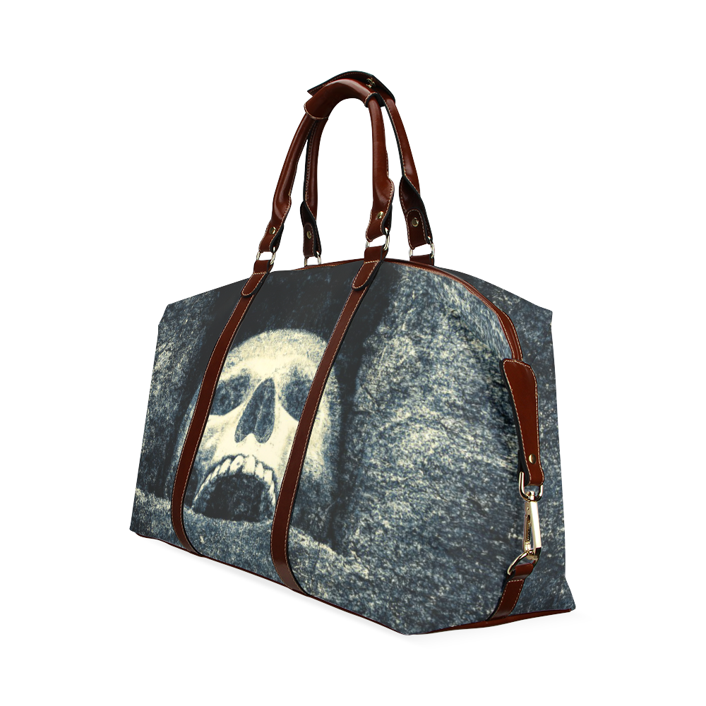 White Human Skull In A Pagan Shrine Halloween Cool Classic Travel Bag (Model 1643) Remake