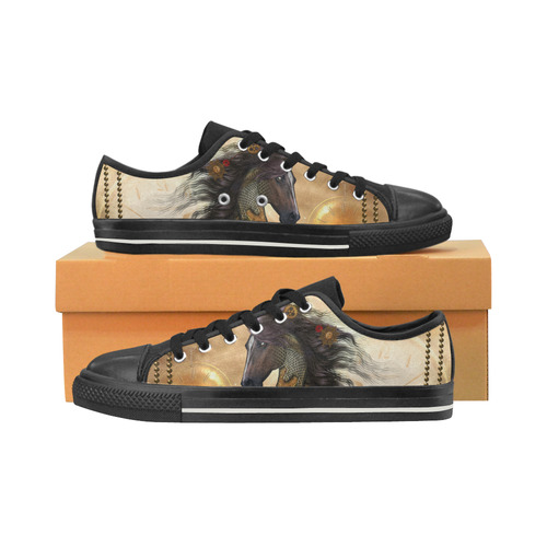 Aweseome steampunk horse, golden Men's Classic Canvas Shoes (Model 018)