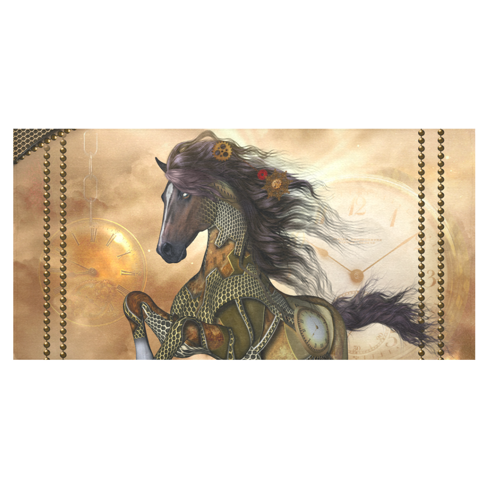 Aweseome steampunk horse, golden Cotton Linen Tablecloth 60"x120"