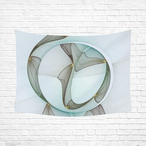 Abstract Modern Turquoise Brown Gold Elegance Cotton Linen Wall Tapestry 80"x 60"