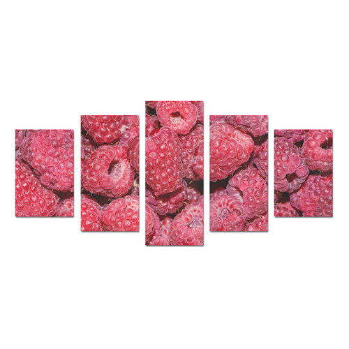 Red Fresh Raspberry Yummy Summer Berries Canvas Print Sets D (No Frame)