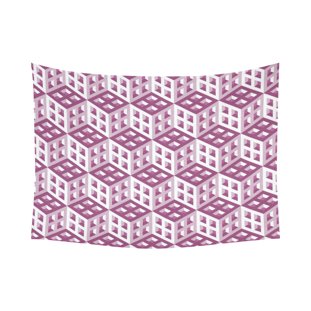 3D Pattern Lilac Pink White Fractal Art 2 Cotton Linen Wall Tapestry 80"x 60"