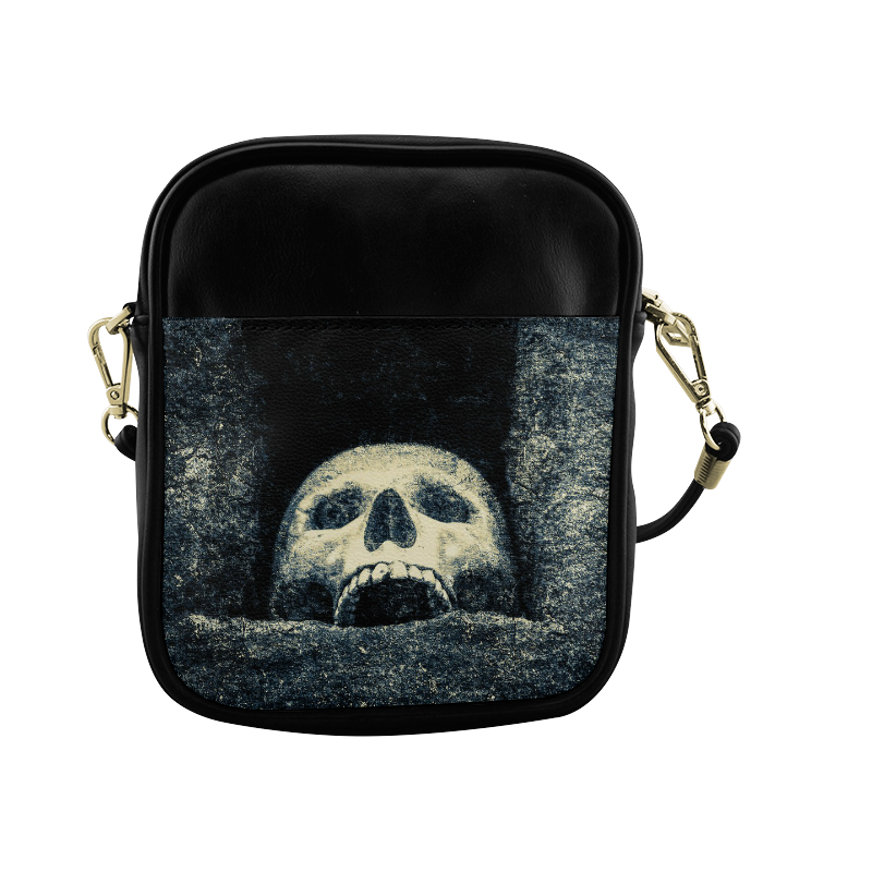 White Human Skull In A Pagan Shrine Halloween Cool Sling Bag (Model 1627)
