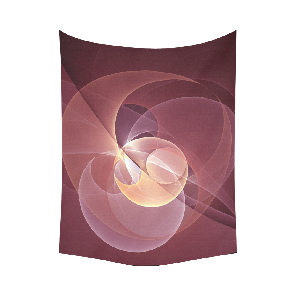 Movement Abstract Modern Wine Red Pink Fractal Art Cotton Linen Wall Tapestry 80"x 60"