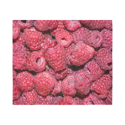 Red Fresh Raspberry Summer Berries Cotton Linen Wall Tapestry 60"x 51"