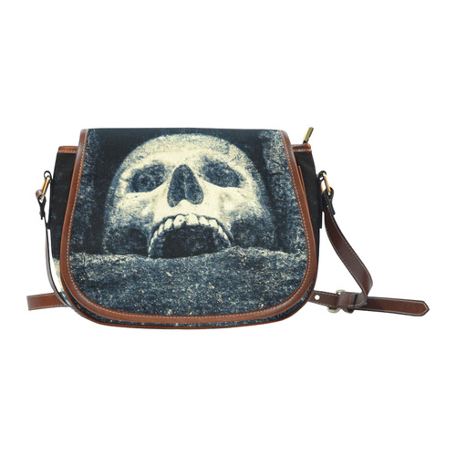 White Human Skull In A Pagan Shrine Halloween Cool Saddle Bag/Small (Model 1649) Full Customization