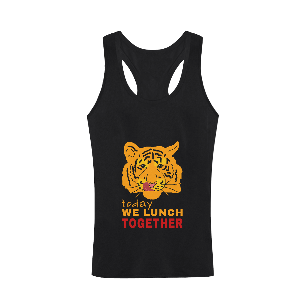 Funny Wild Tiger Today We Lunch Together Romantic Men's I-shaped Tank Top (Model T32)