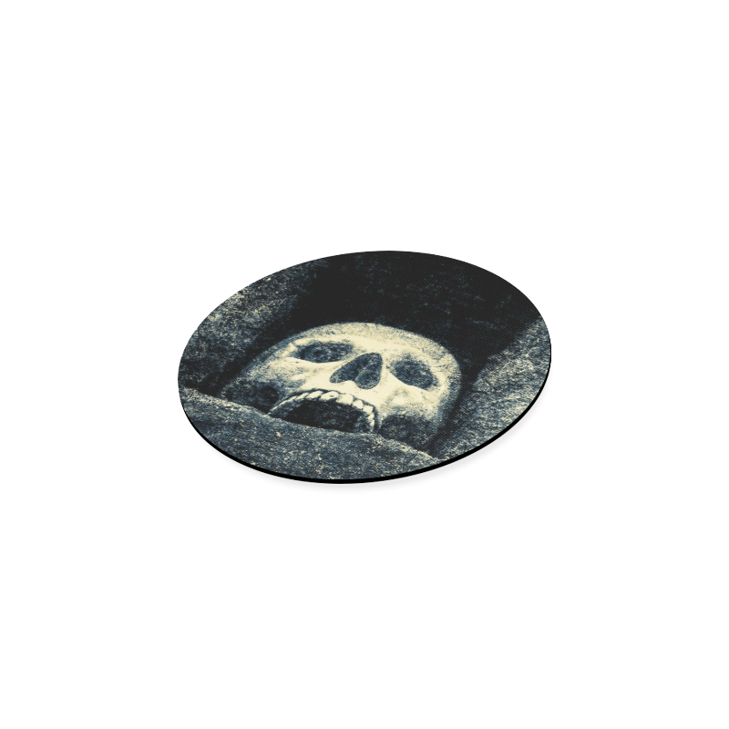 White Human Skull In A Pagan Shrine Halloween Cool Round Coaster