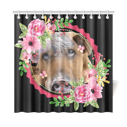 Thoughtful Dog Pink Floral Watercolor Shower Curtain 72"x72"