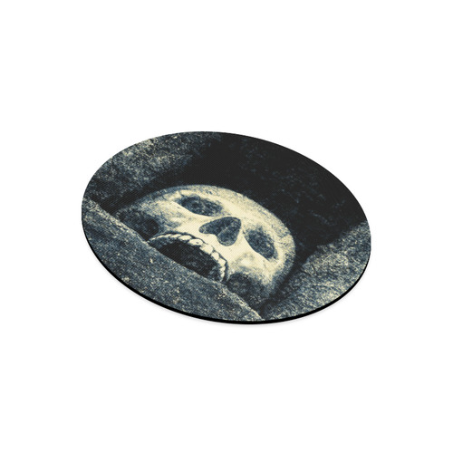 White Human Skull In A Pagan Shrine Halloween Cool Round Mousepad