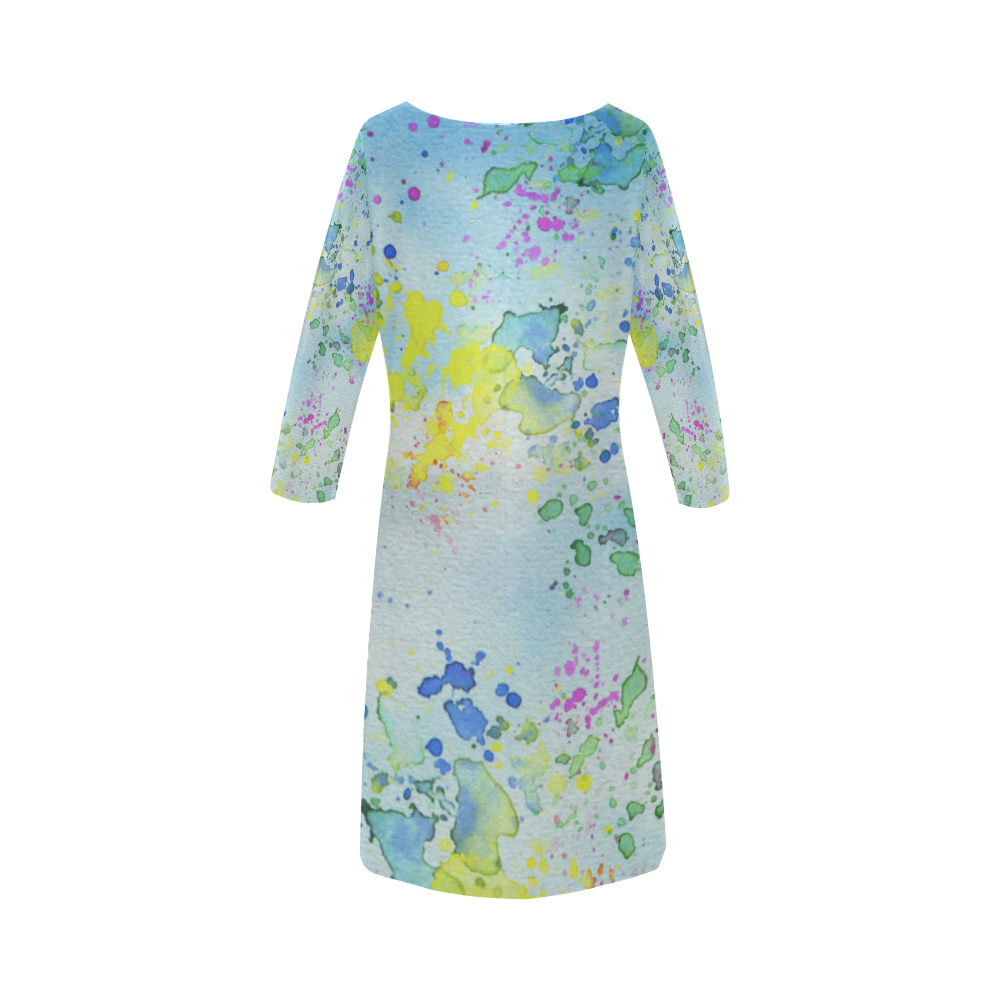 Watercolors splashes Round Collar Dress (D22)