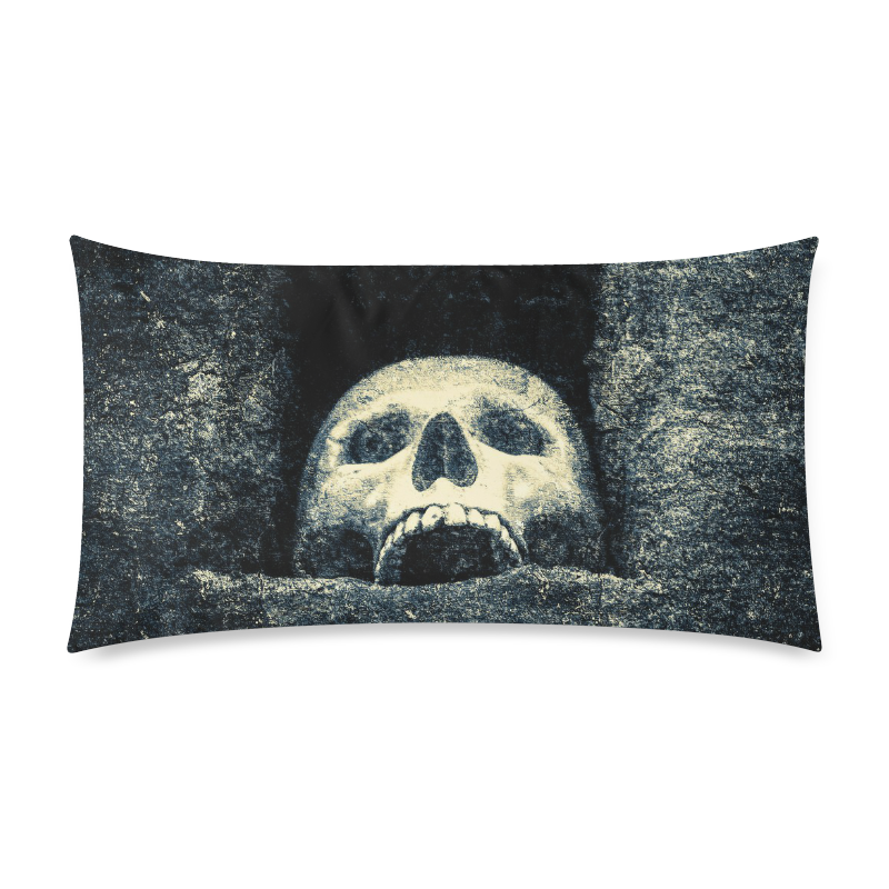 White Human Skull In A Pagan Shrine Halloween Cool Custom Rectangle Pillow Case 20"x36" (one side)