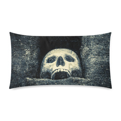 White Human Skull In A Pagan Shrine Halloween Cool Custom Rectangle Pillow Case 20"x36" (one side)